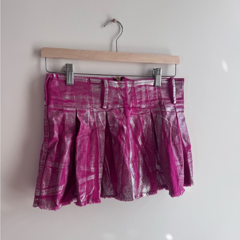 Metallic Pink Rave Skort